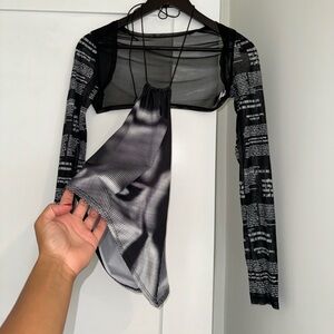 Two piece mesh sleeve top